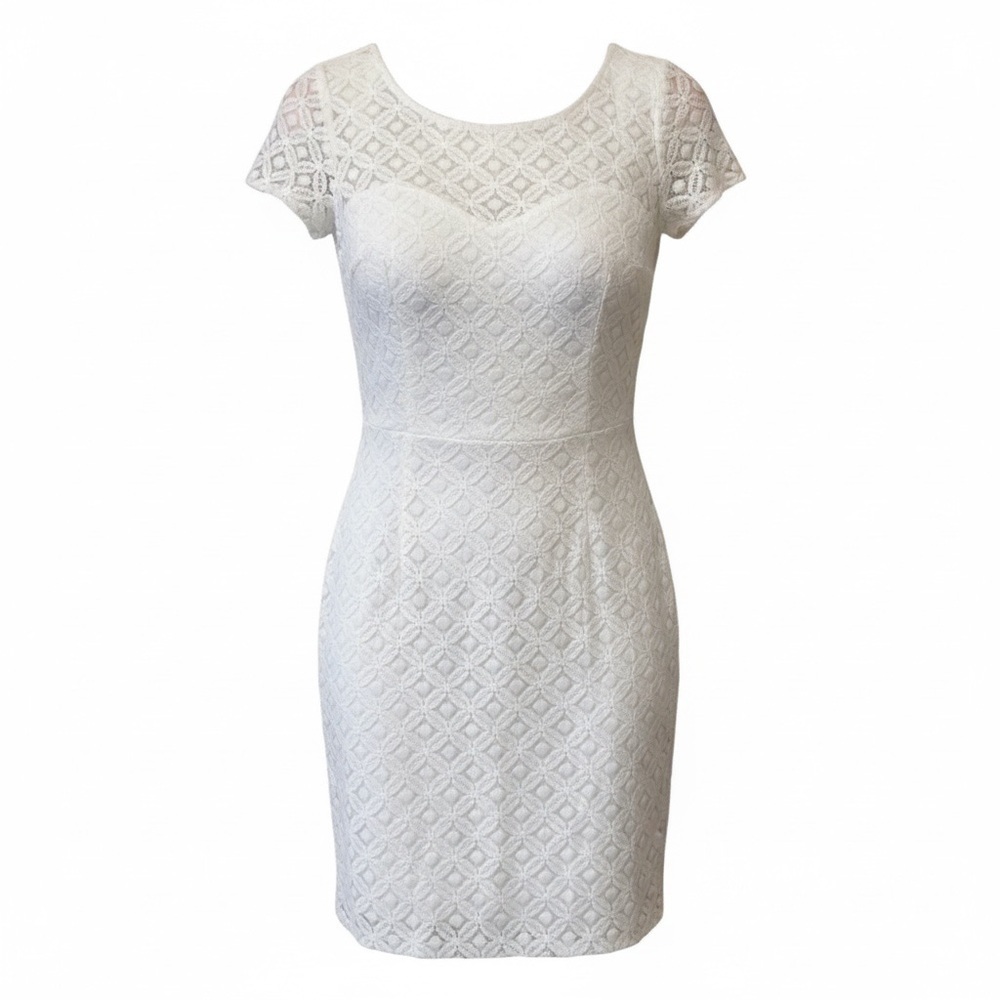 White House Black Market NWT white lace overlay dress, size 8